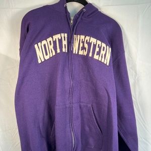 Old School Northwestern University Zip Up Hoodie; XL